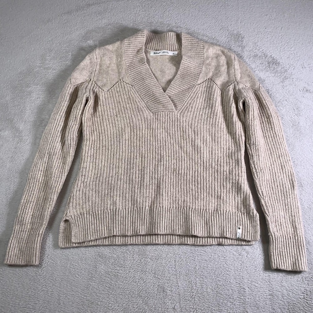 Woolrich Sweater Womens Small Beige Shawl Collar Merino Wool Cashmere Blend‎